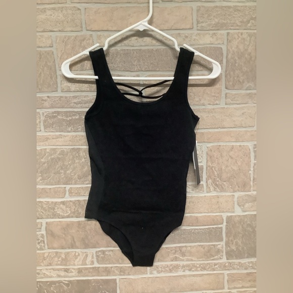 Madden NEW -  Sz S - Criss cross back - mesh transparent sides black Bodysuit - Picture 9 of 12